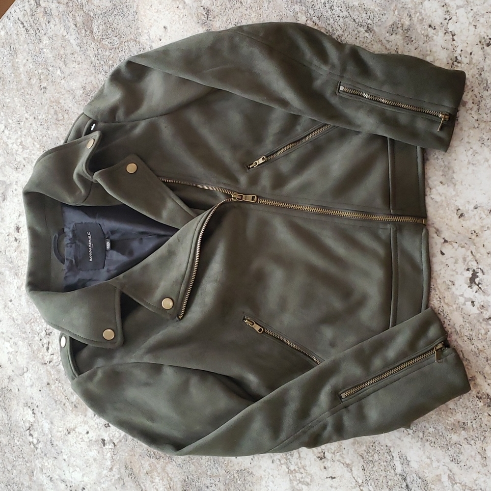 Banana Republic XXS Petite Vegan Suede Moto Jacket